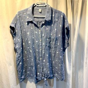 Old Navy cap sleeve, tie-front blouse